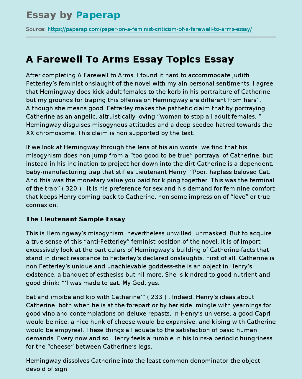 "A Farewell to Arms"