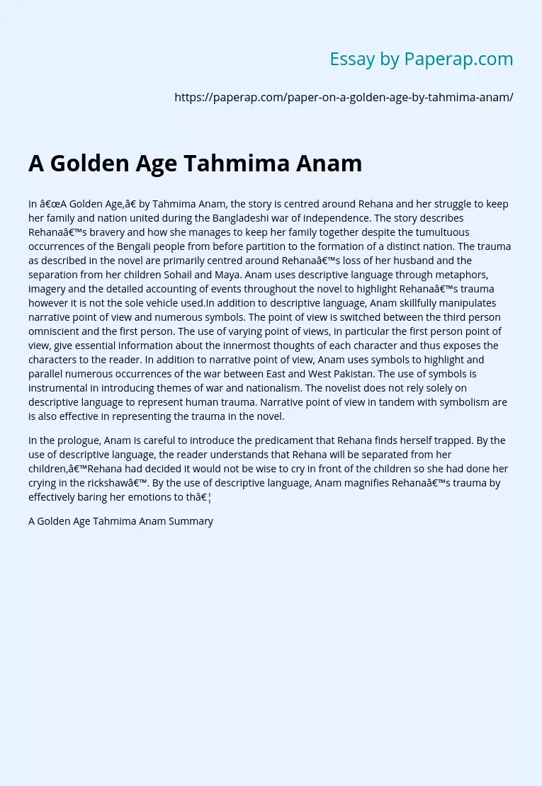 A Golden Age Tahmima Anam