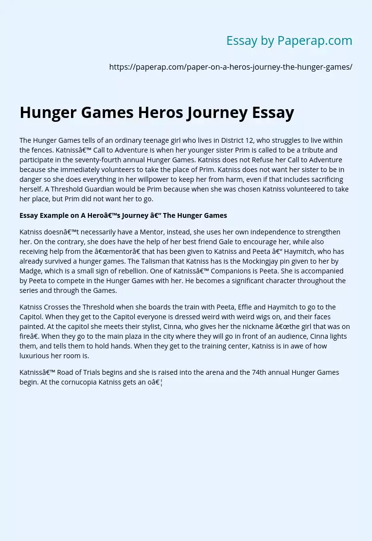 Hunger Games Heros Journey Essay