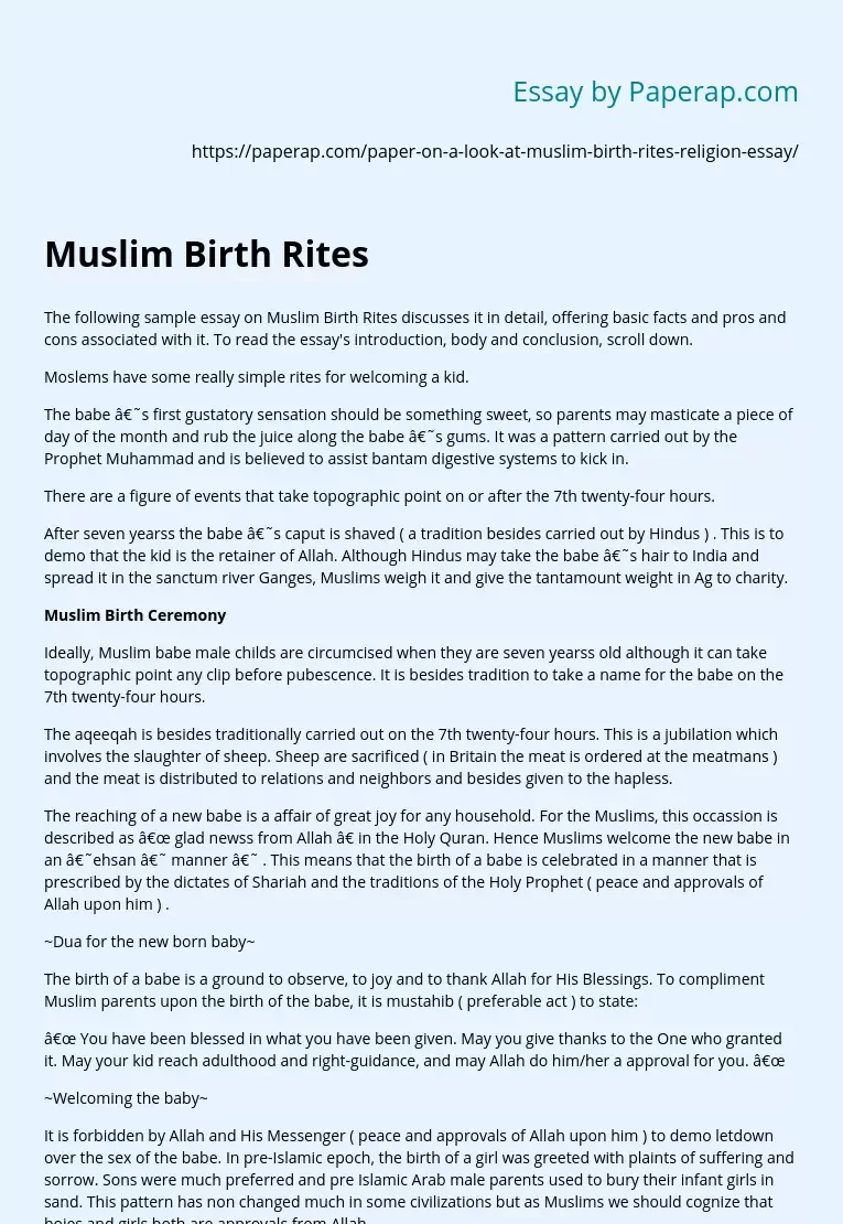 Muslim Birth Rites Ceremony