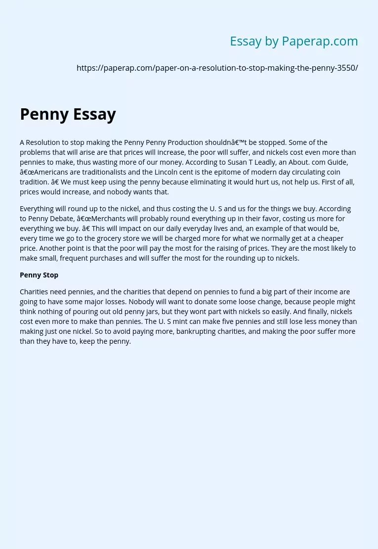 Stop Penny Production?