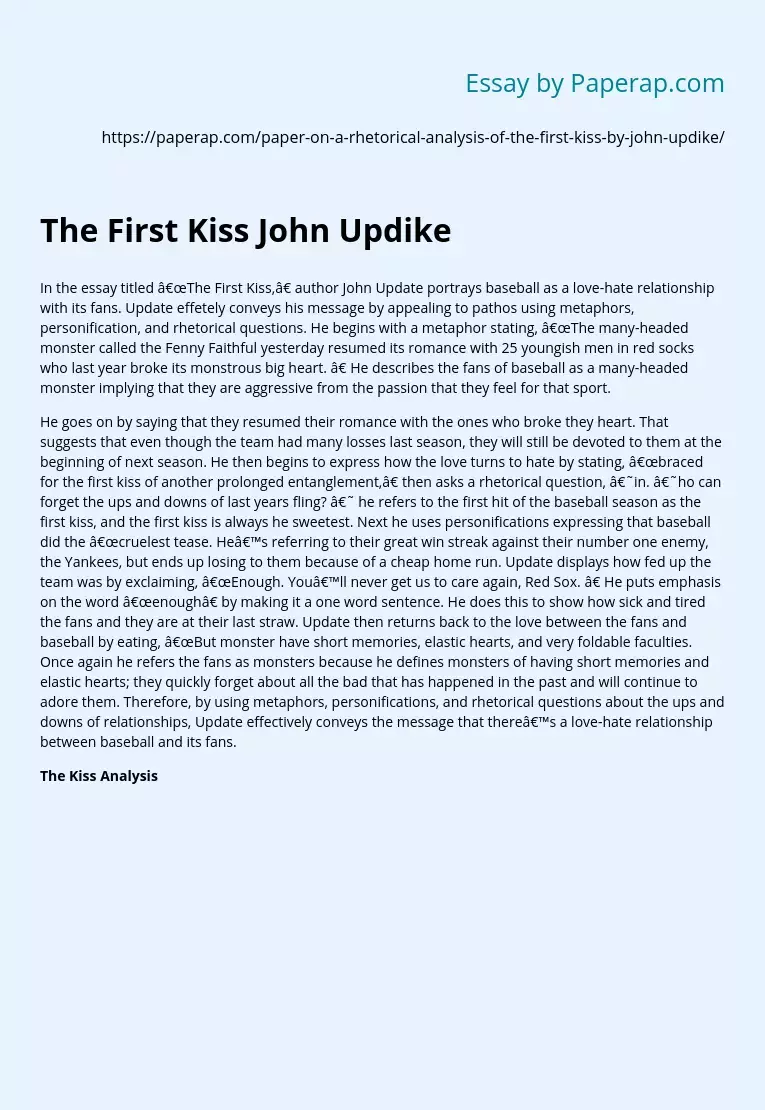 The First Kiss John Updike