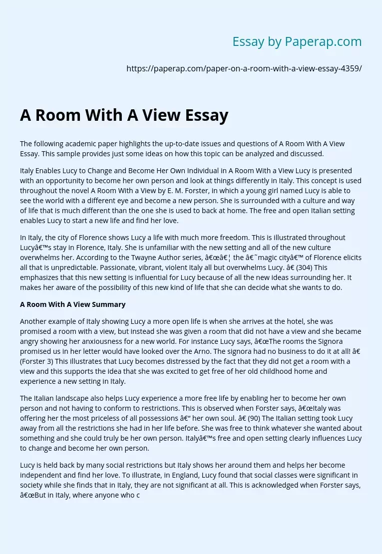 A Room With A View Essay