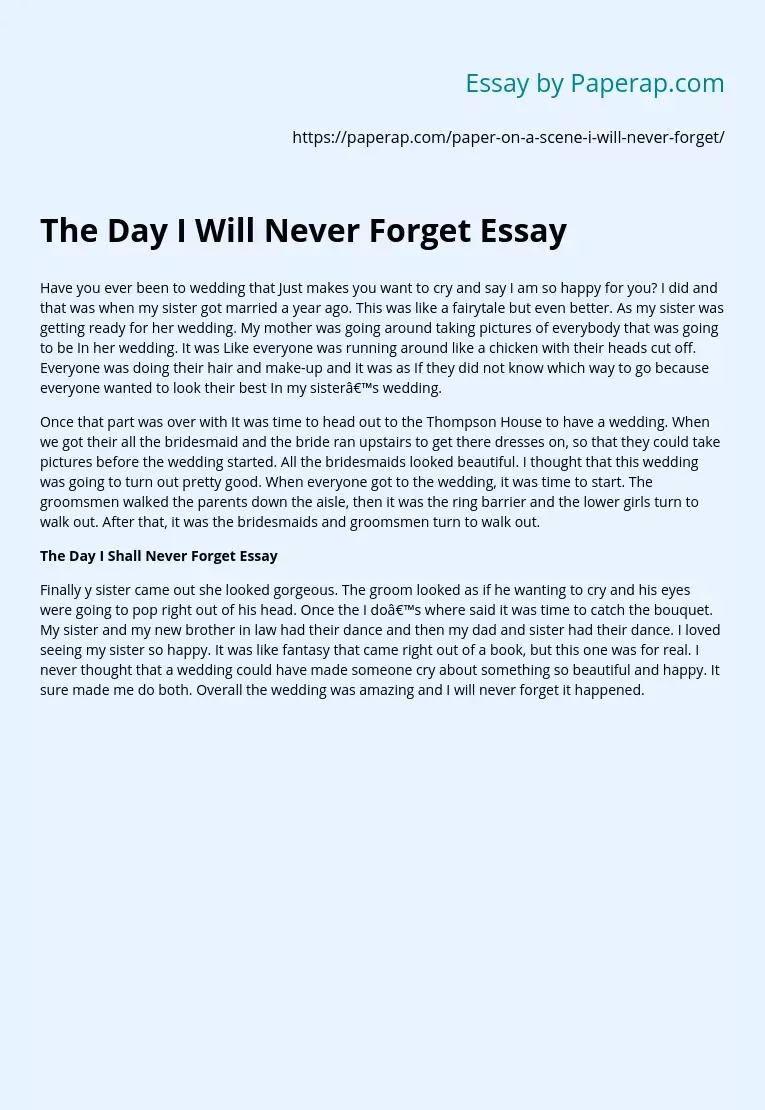 essay on the day i shall never forget