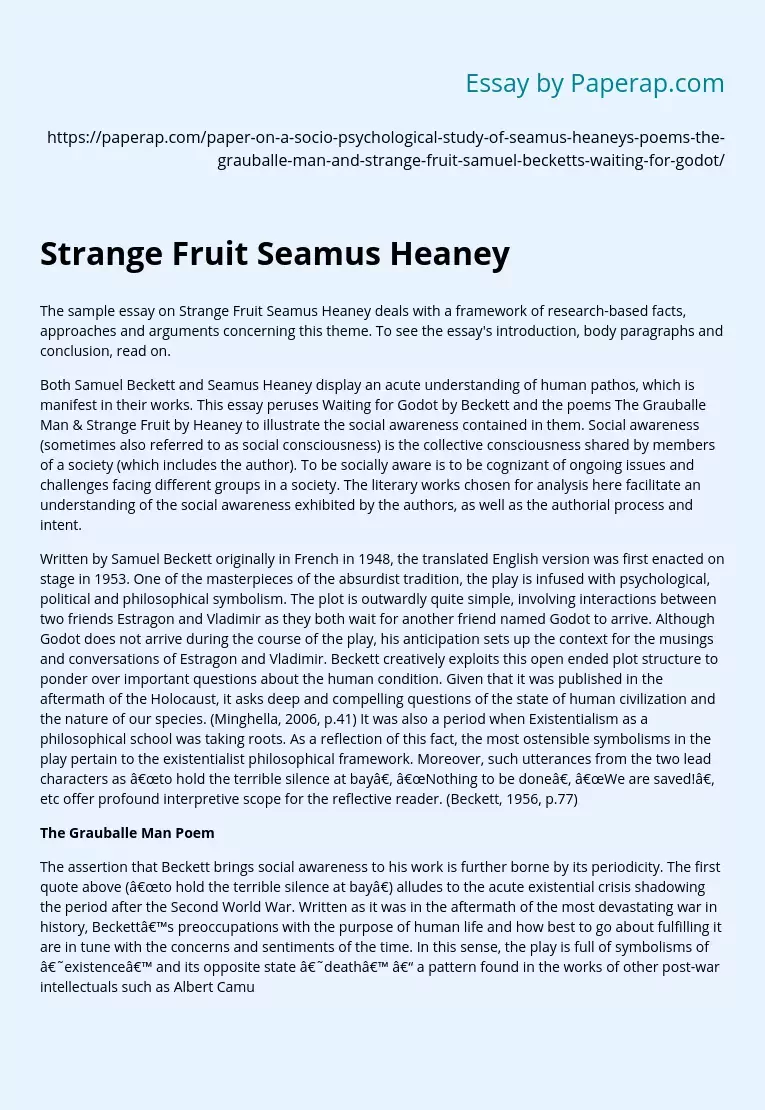Strange Fruit Seamus Heaney