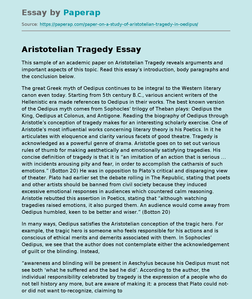 Aristotelian Tragedy