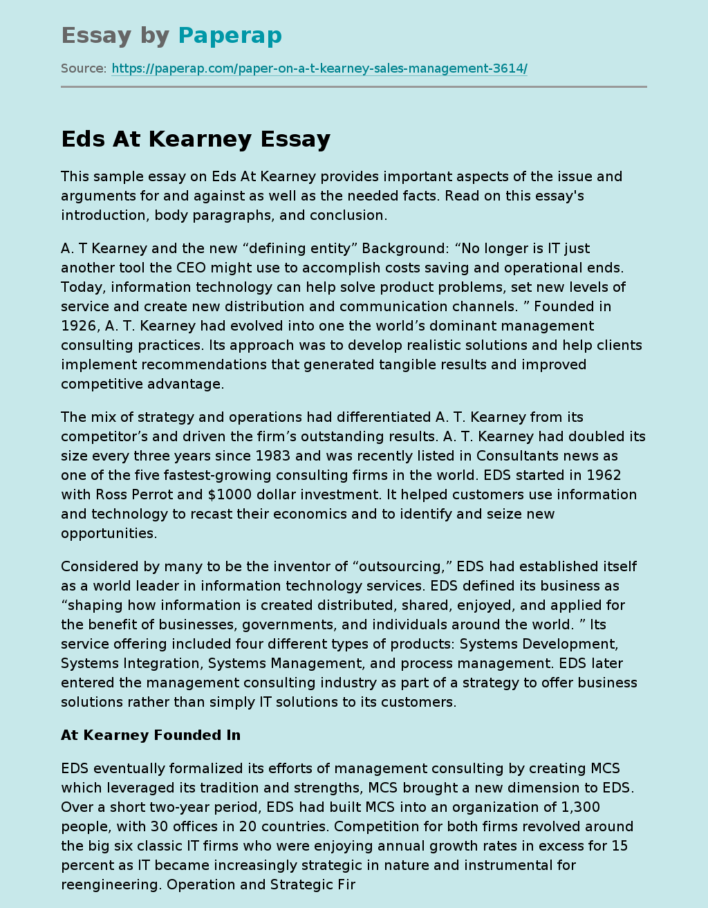 Kearney Is a Global Consulting Company