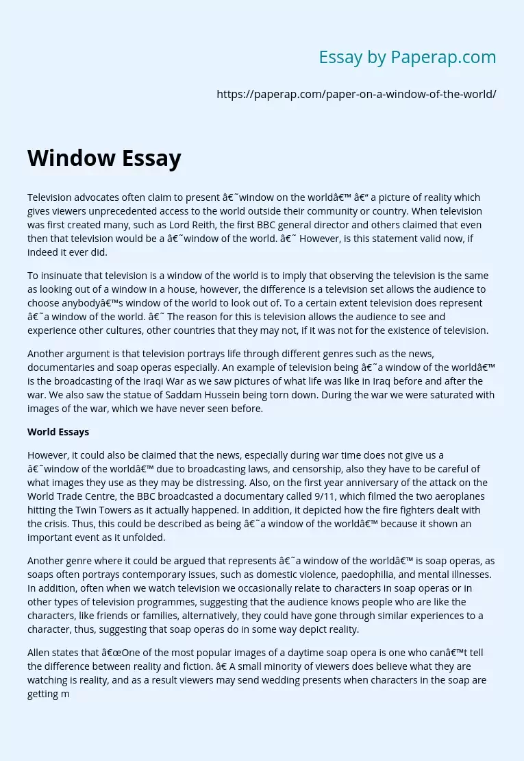 Window Essay