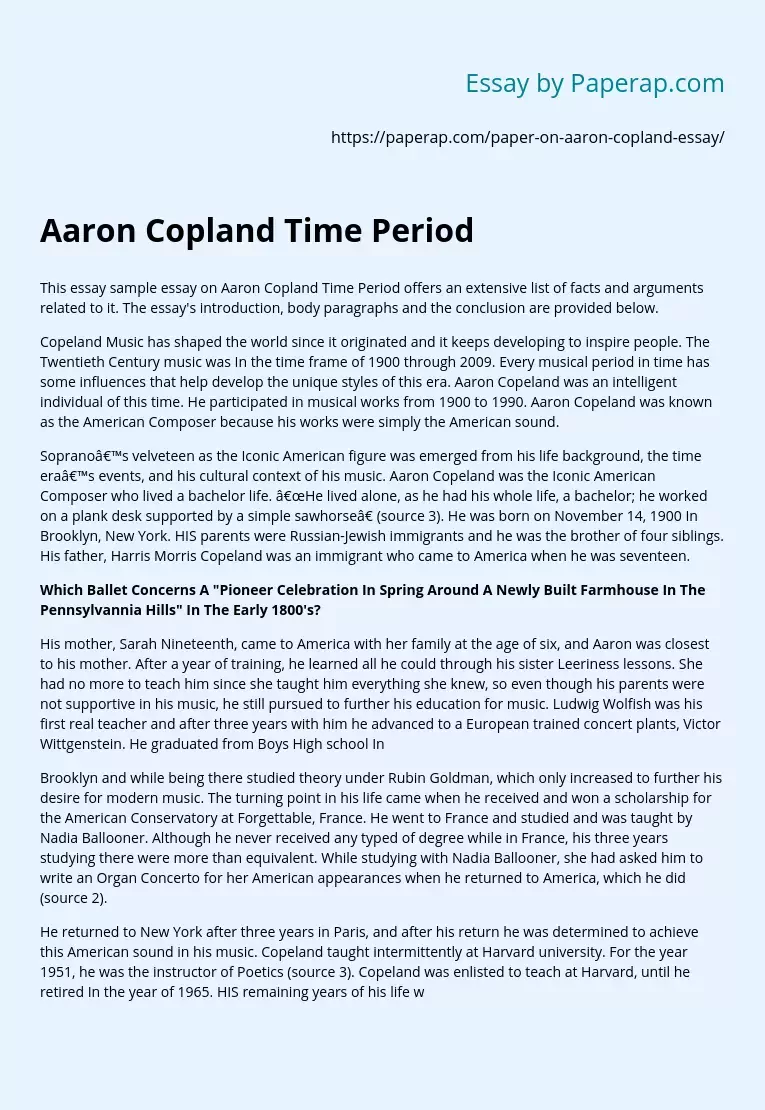 Aaron Copland Time Period