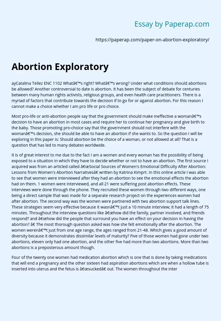 Abortion Exploratory