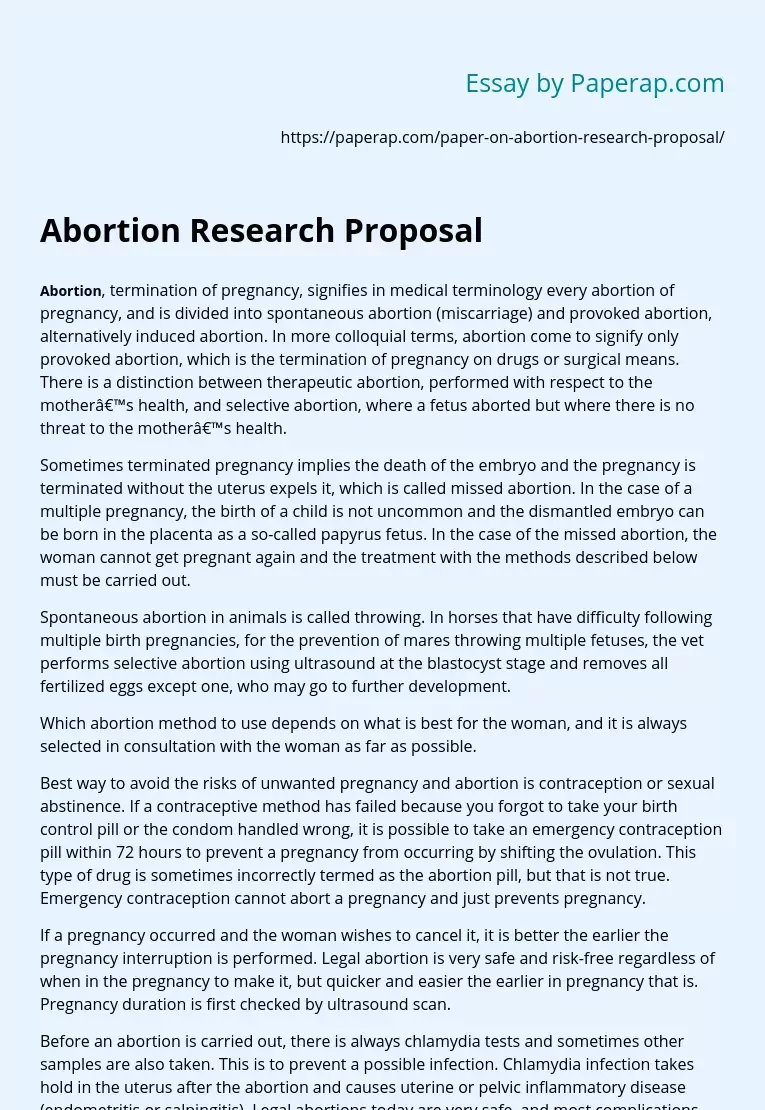Abortion Research Proposal