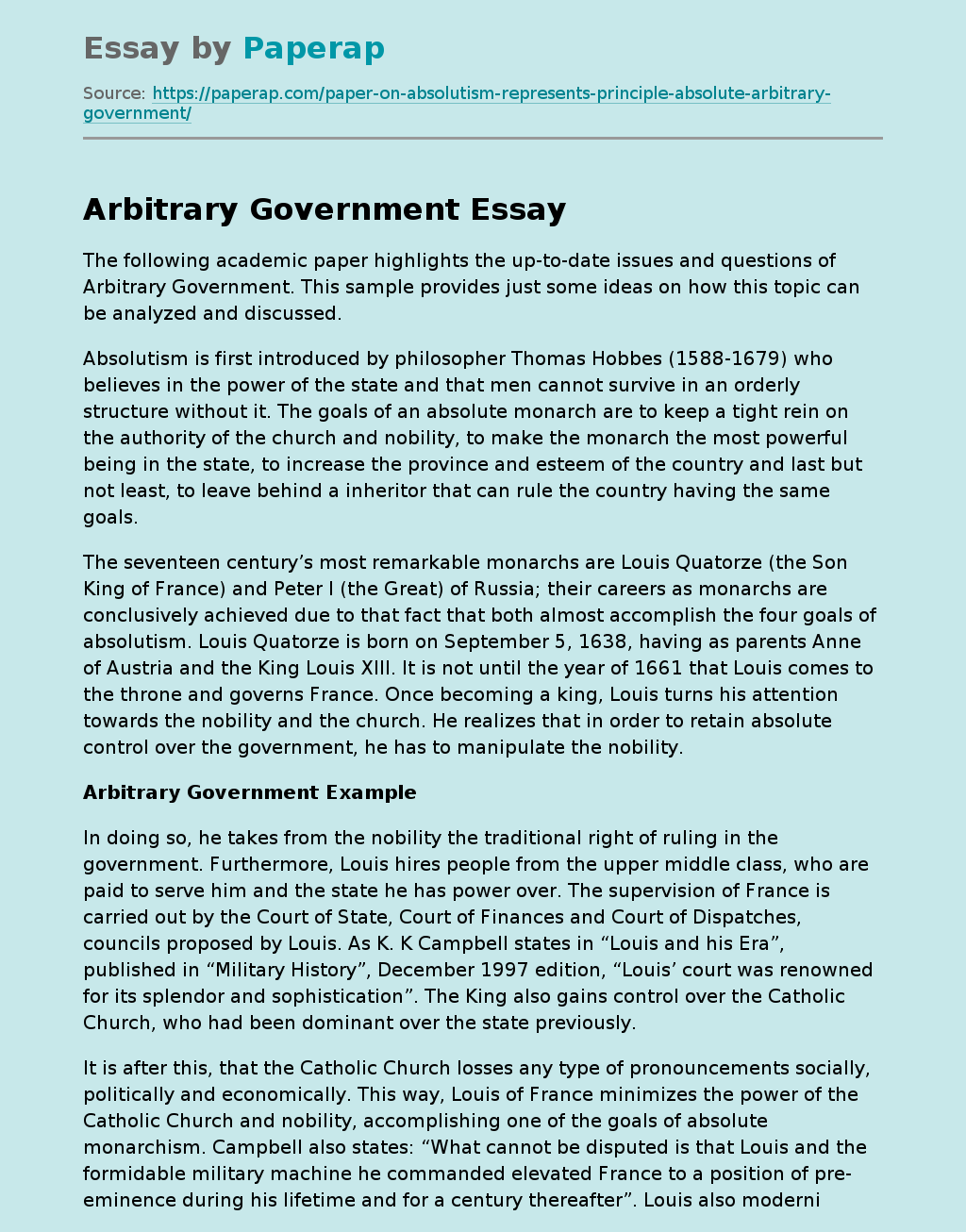 Arbitrary Government