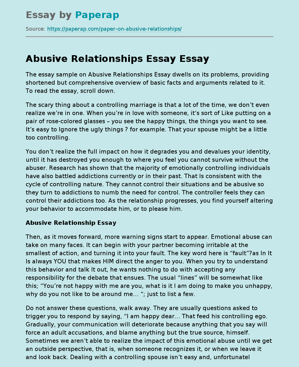 thesis statement for abusive relationships