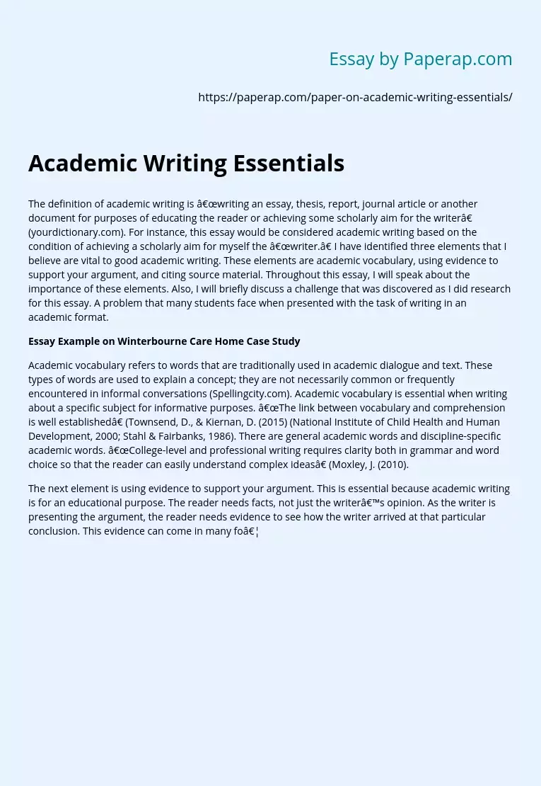 Academic Writing Essentials