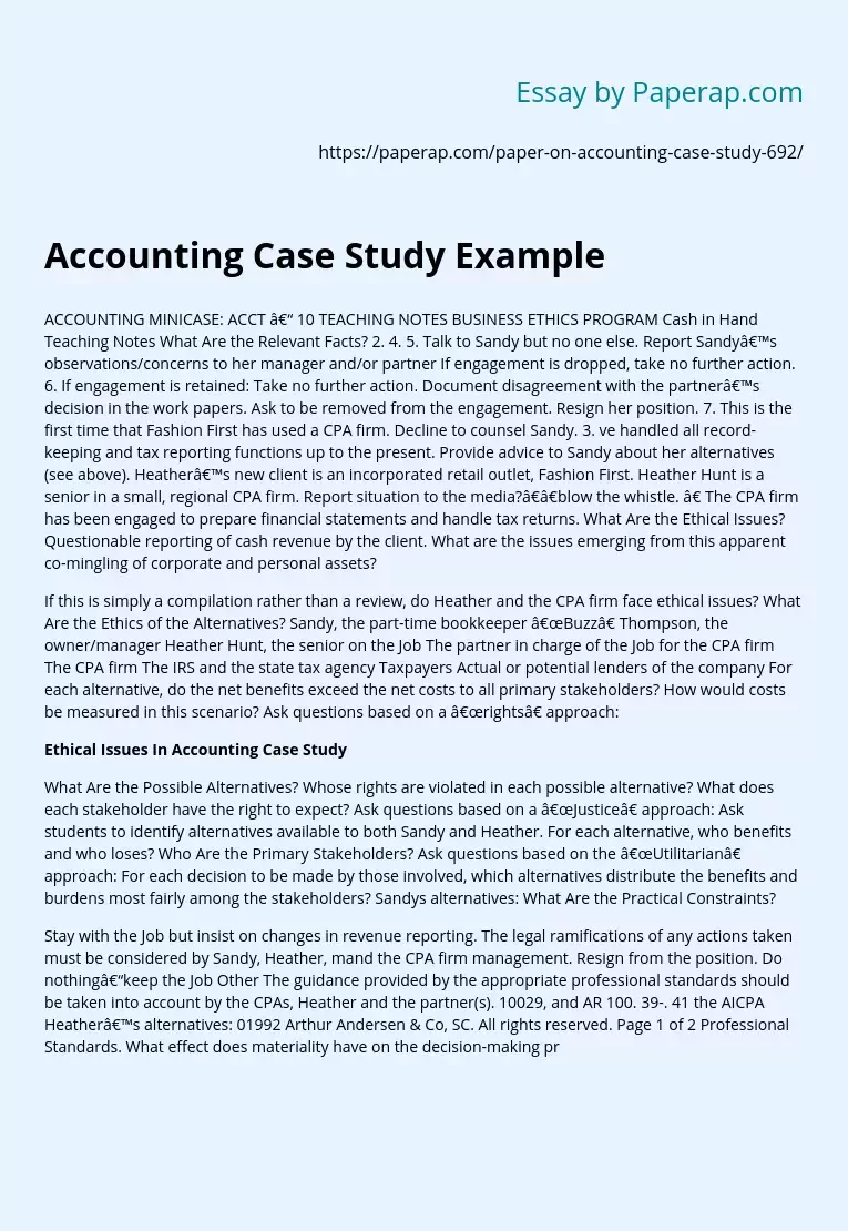 Accounting Case Study Example