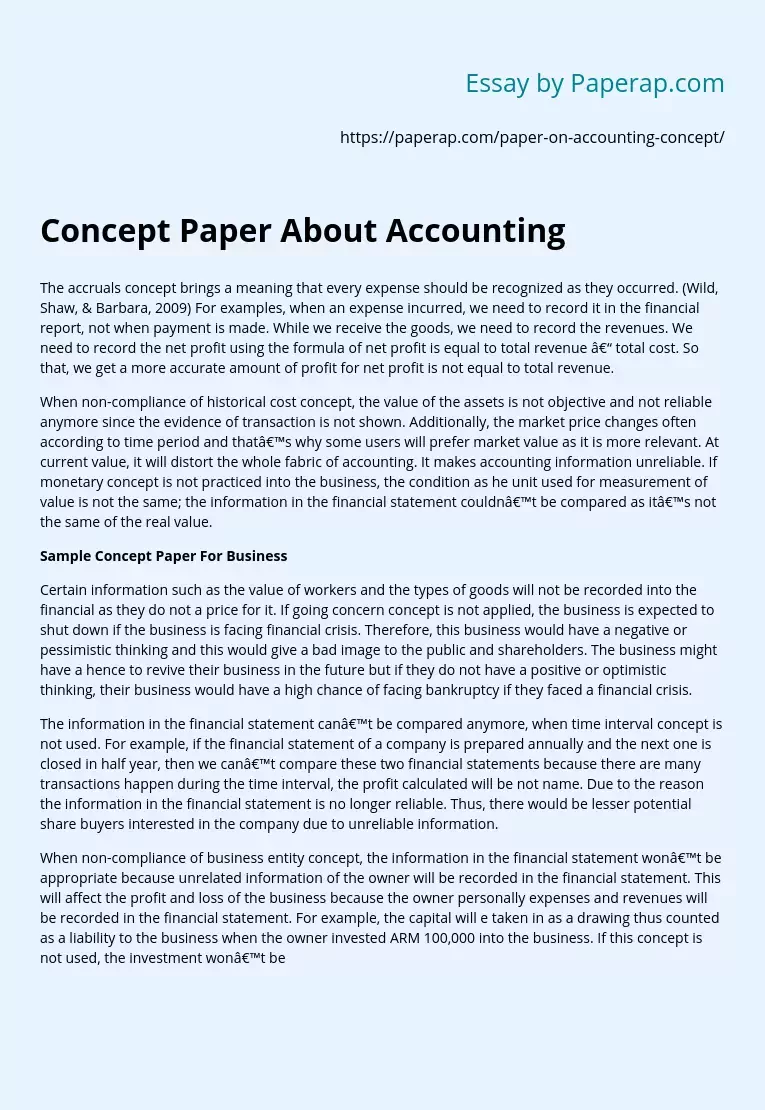 Concept Paper About Accounting