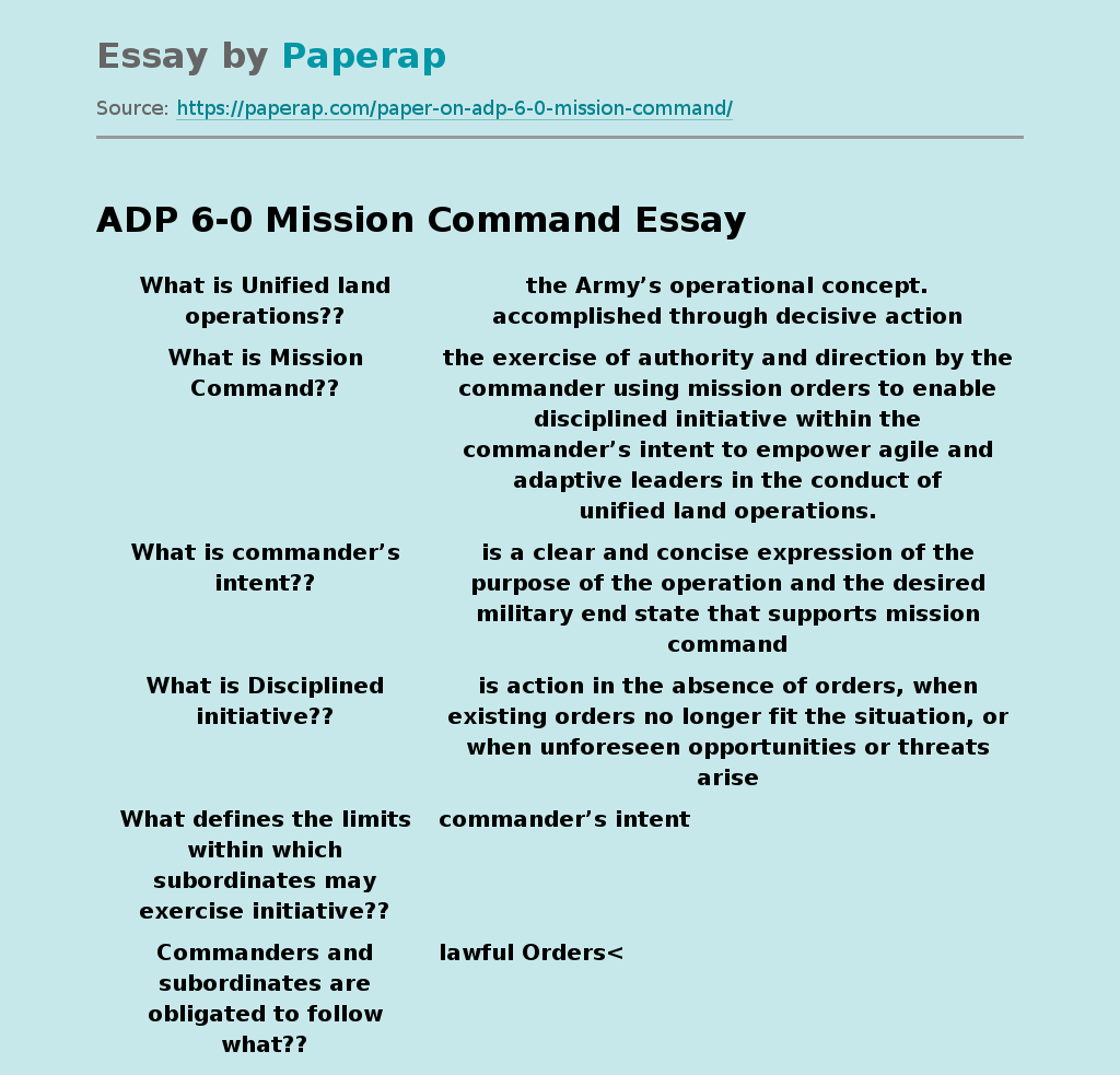 ADP 6-0 Mission Command