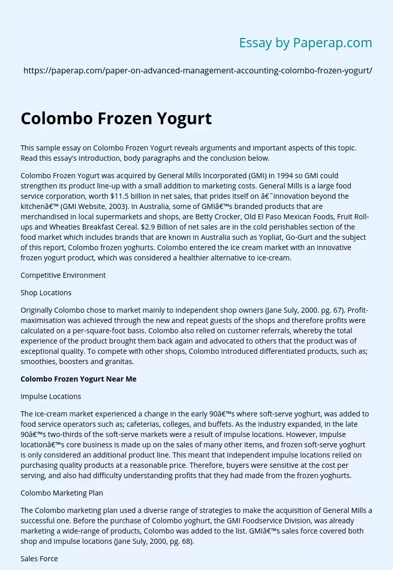 Colombo Frozen Yogurt