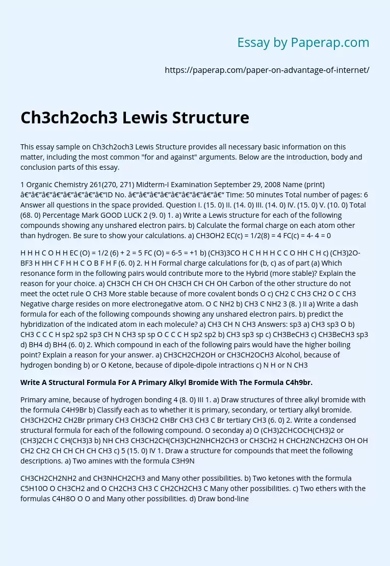 Ch3ch2och3 Lewis Structure