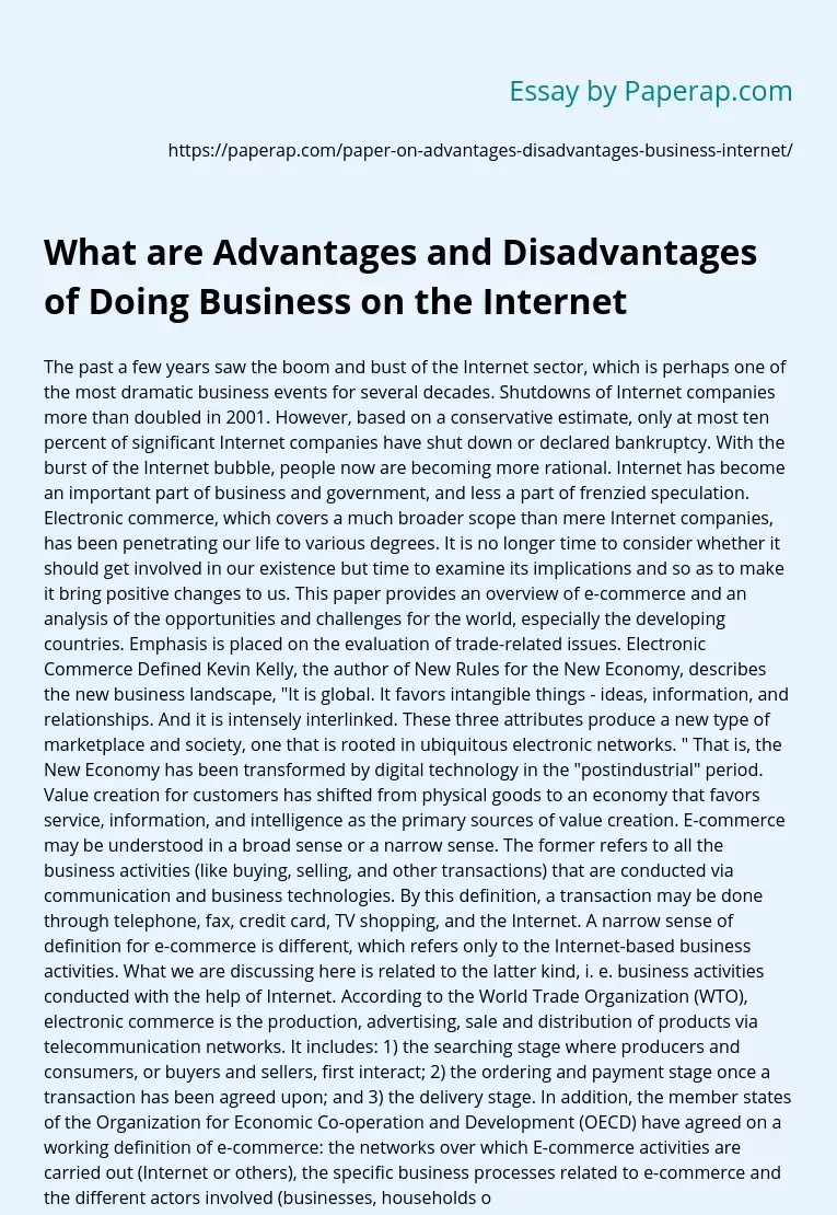 What are Advantages and Disadvantages of Doing Business on the Internet