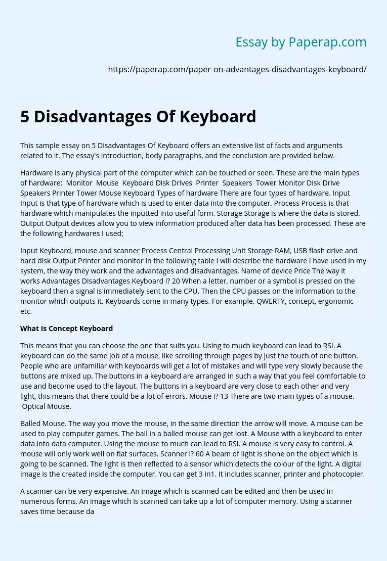 5 Disadvantages Of Keyboard