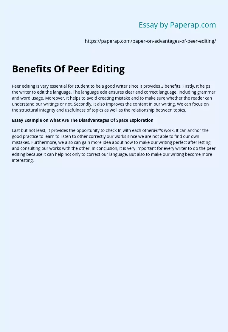 Benefits Of Peer Editing