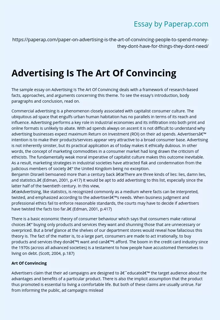 Advertising Is The Art Of Convincing
