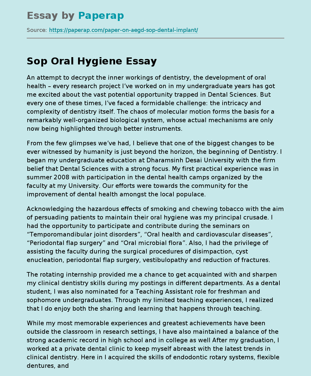 Sop Oral Hygiene