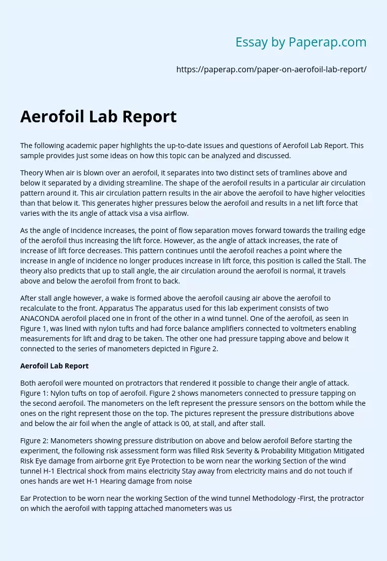 Aerofoil Lab Report