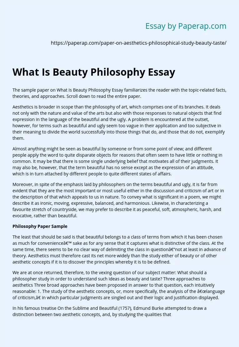 What Is Beauty Philosophy Essay
