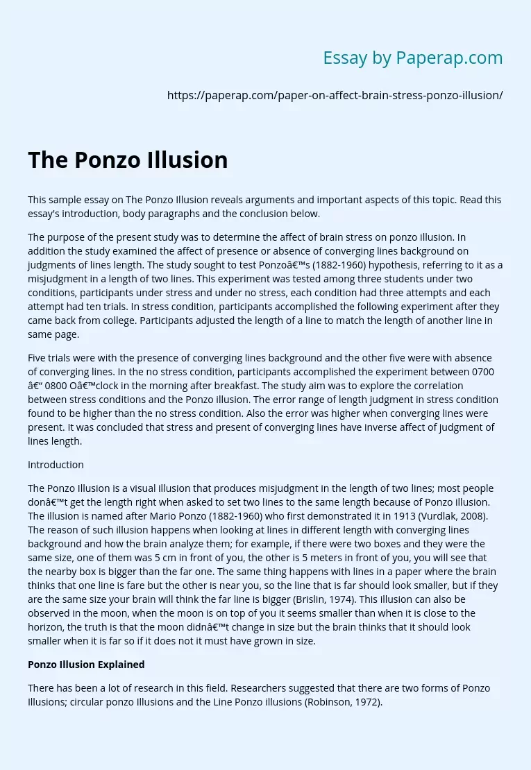 The Ponzo Illusion