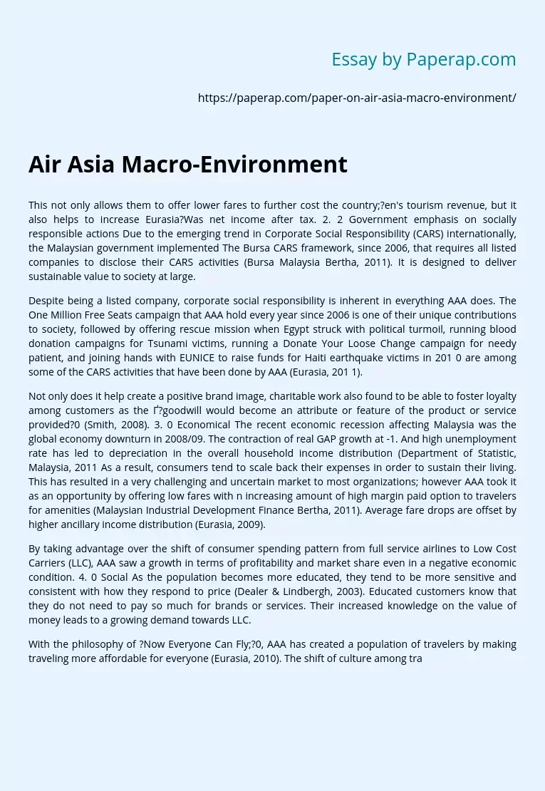 Air Asia Macro-Environment