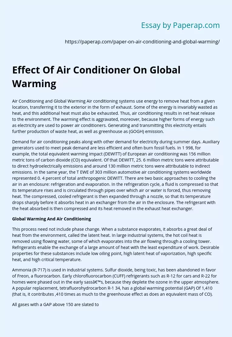 Effect Of Air Conditioner On Global Warming