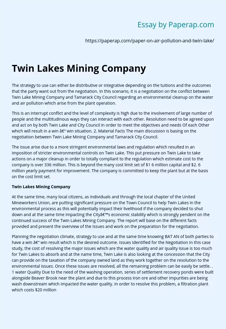 Twin Lakes Mining Company
