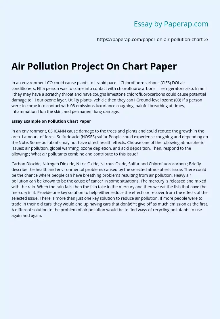 Air Pollution Project On Chart Paper