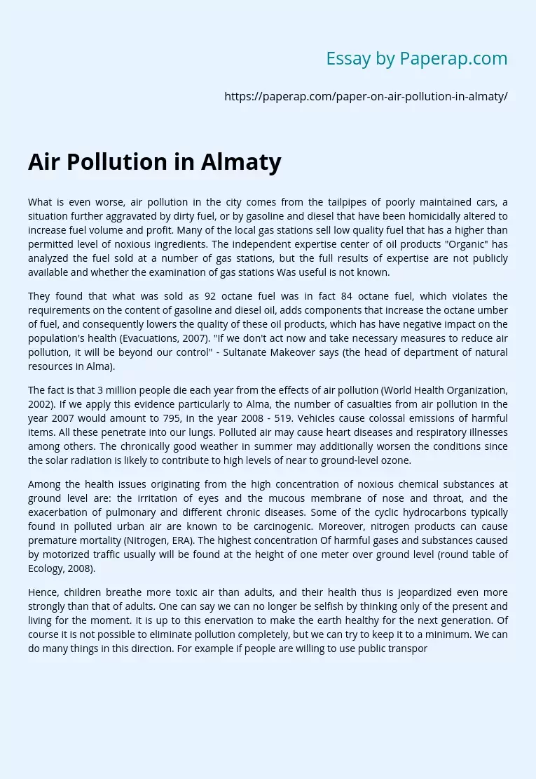 Air Pollution in Almaty
