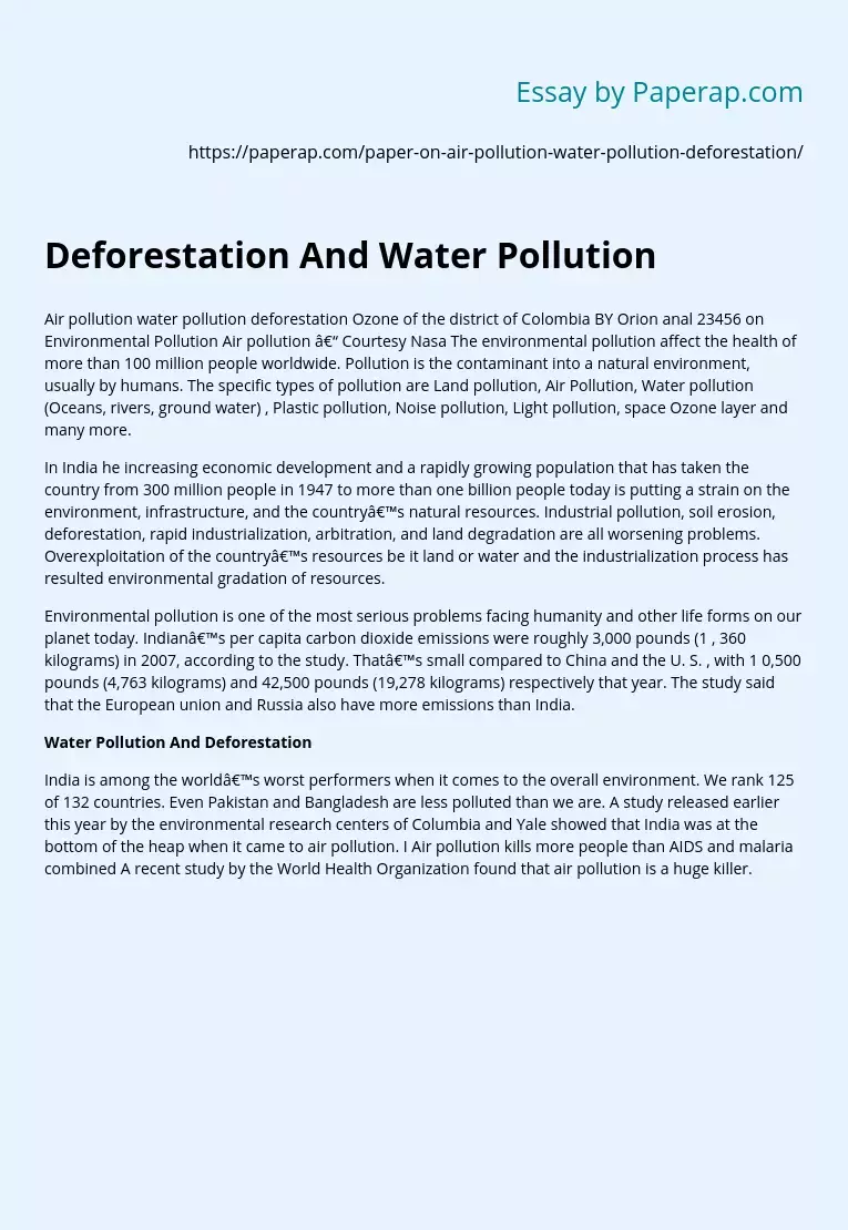 Deforestation And Water Pollution