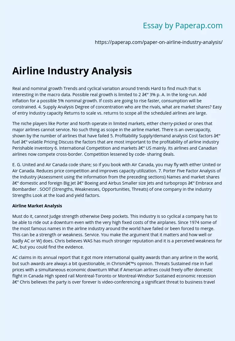 Airline Industry Analysis Example