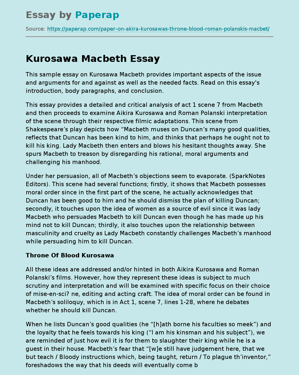 Kurosawa Macbeth Throne Of Blood Kurosawa