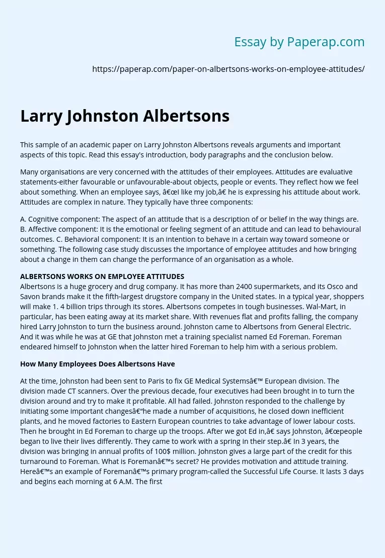 Larry Johnston Albertsons