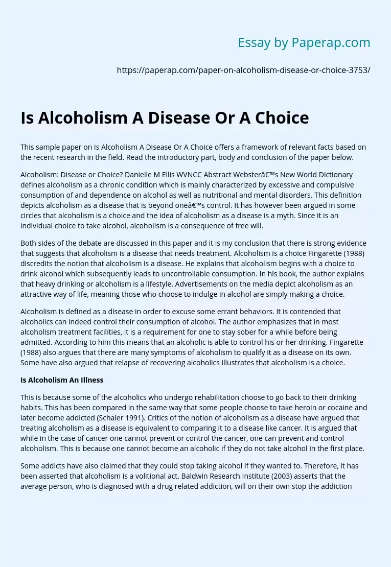 Is Alcoholism A Disease Or A Choice