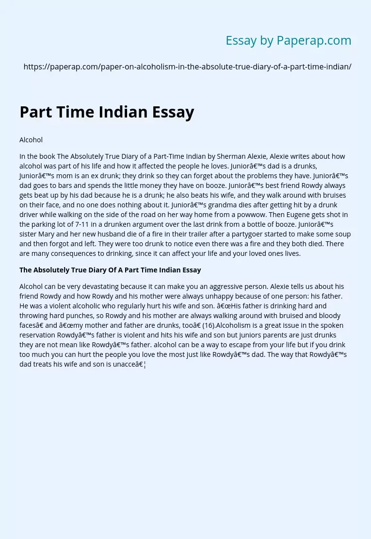 Part Time Indian Essay