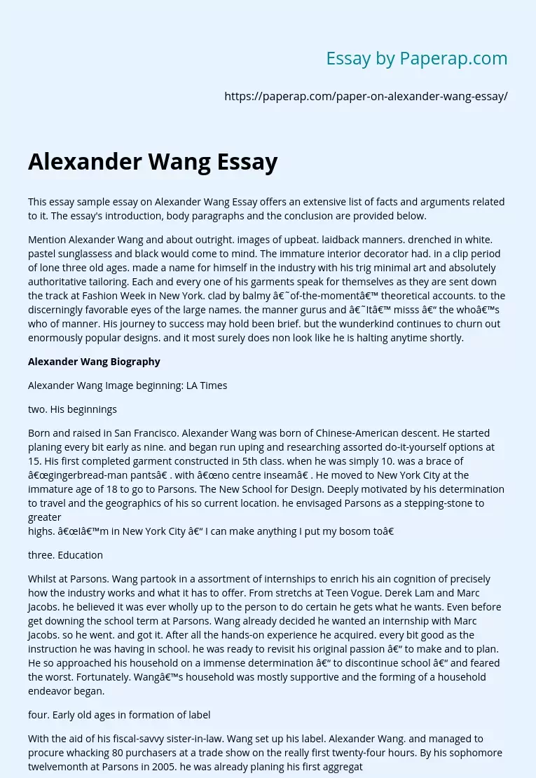 Alexander Wang Essay