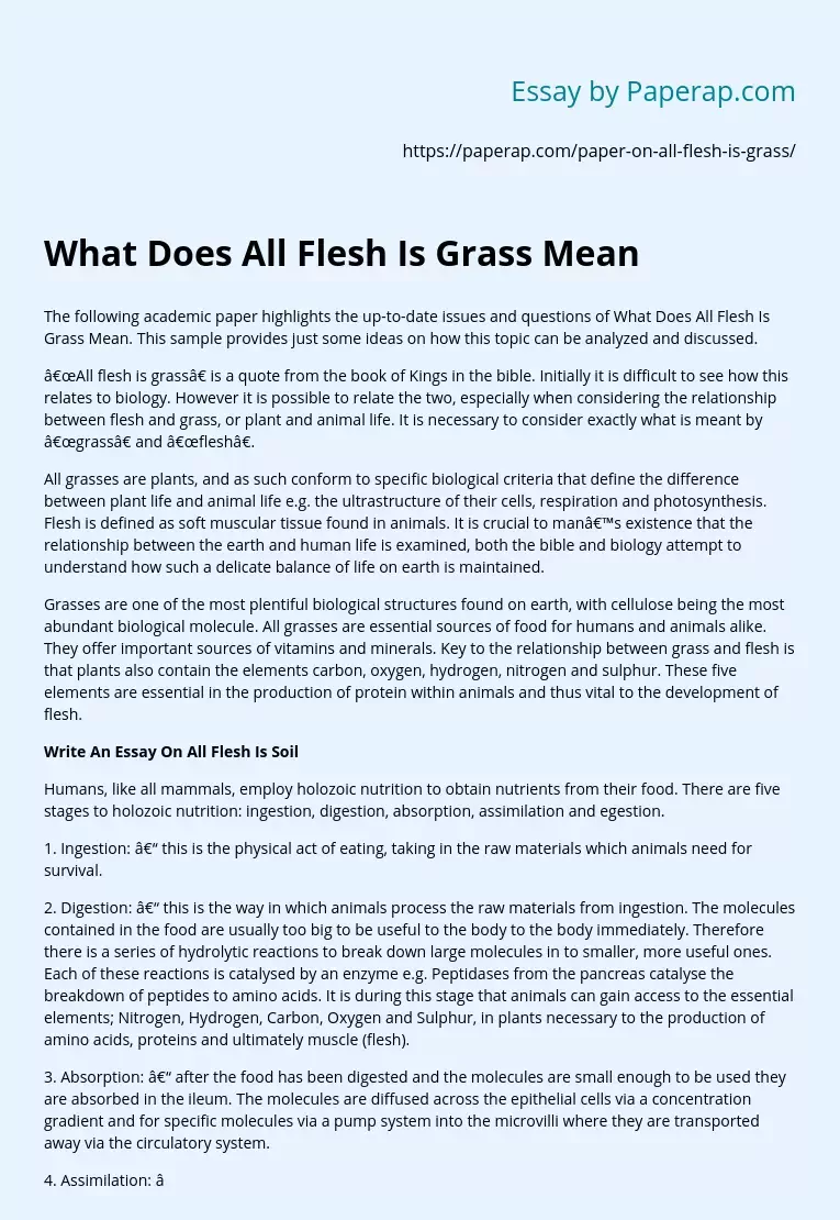 What Does All Flesh Is Grass Mean