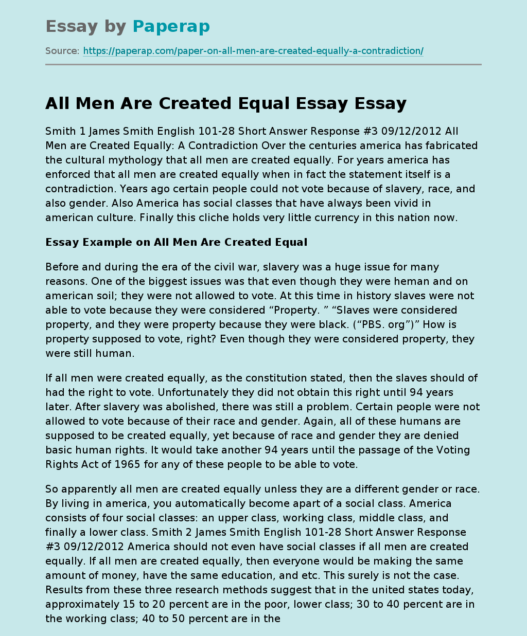 All Men Are Created Equal Essay