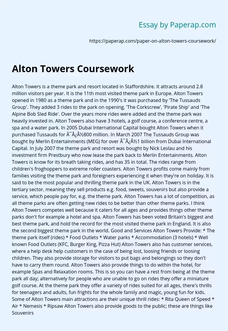Alton Towers Coursework