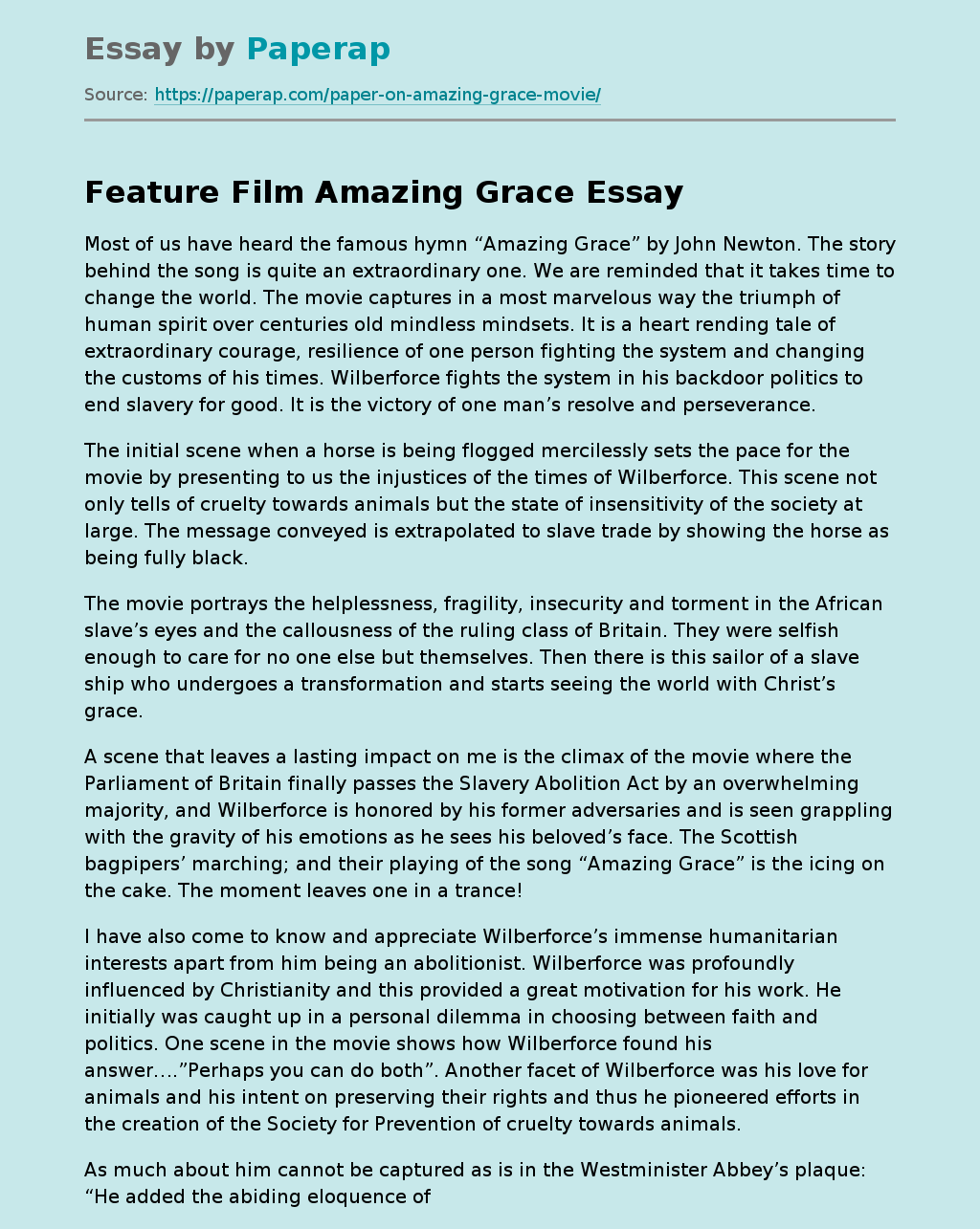 Feature Film Amazing Grace