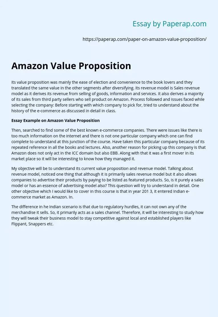 Amazon Value Proposition