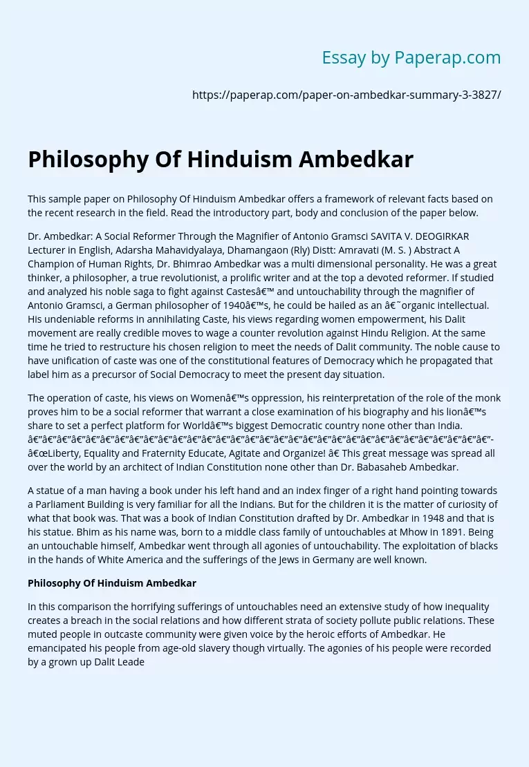 Philosophy Of Hinduism Ambedkar