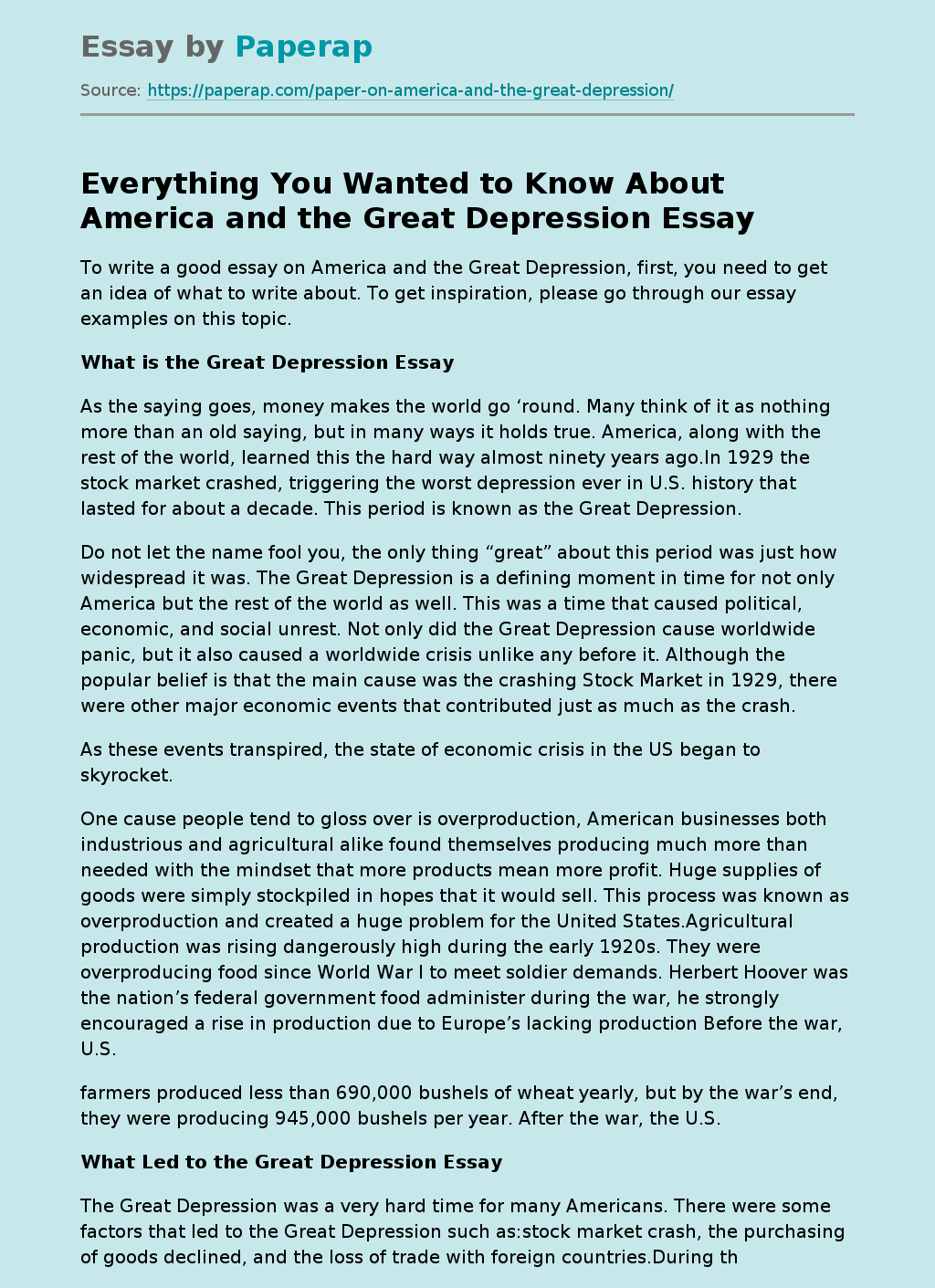 Everything You Wanted to Know About America and the Great Depression